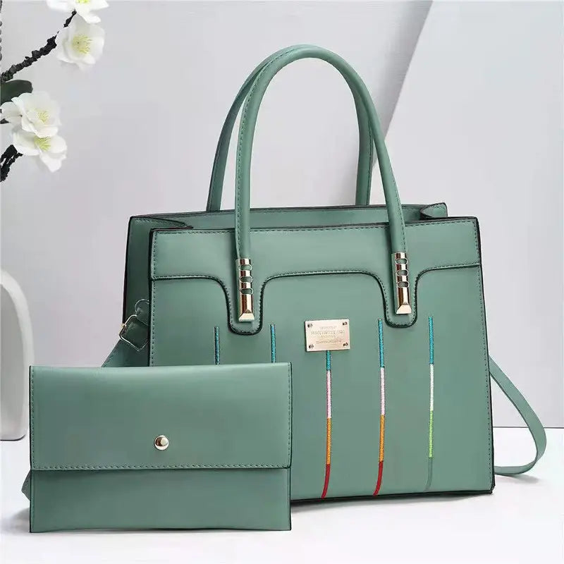 Elegant Women's Embroidered Tote and Crossbody Bag Set