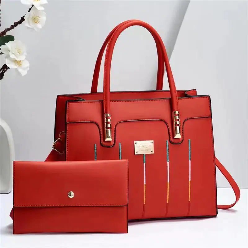 Elegant Women's Embroidered Tote and Crossbody Bag Set
