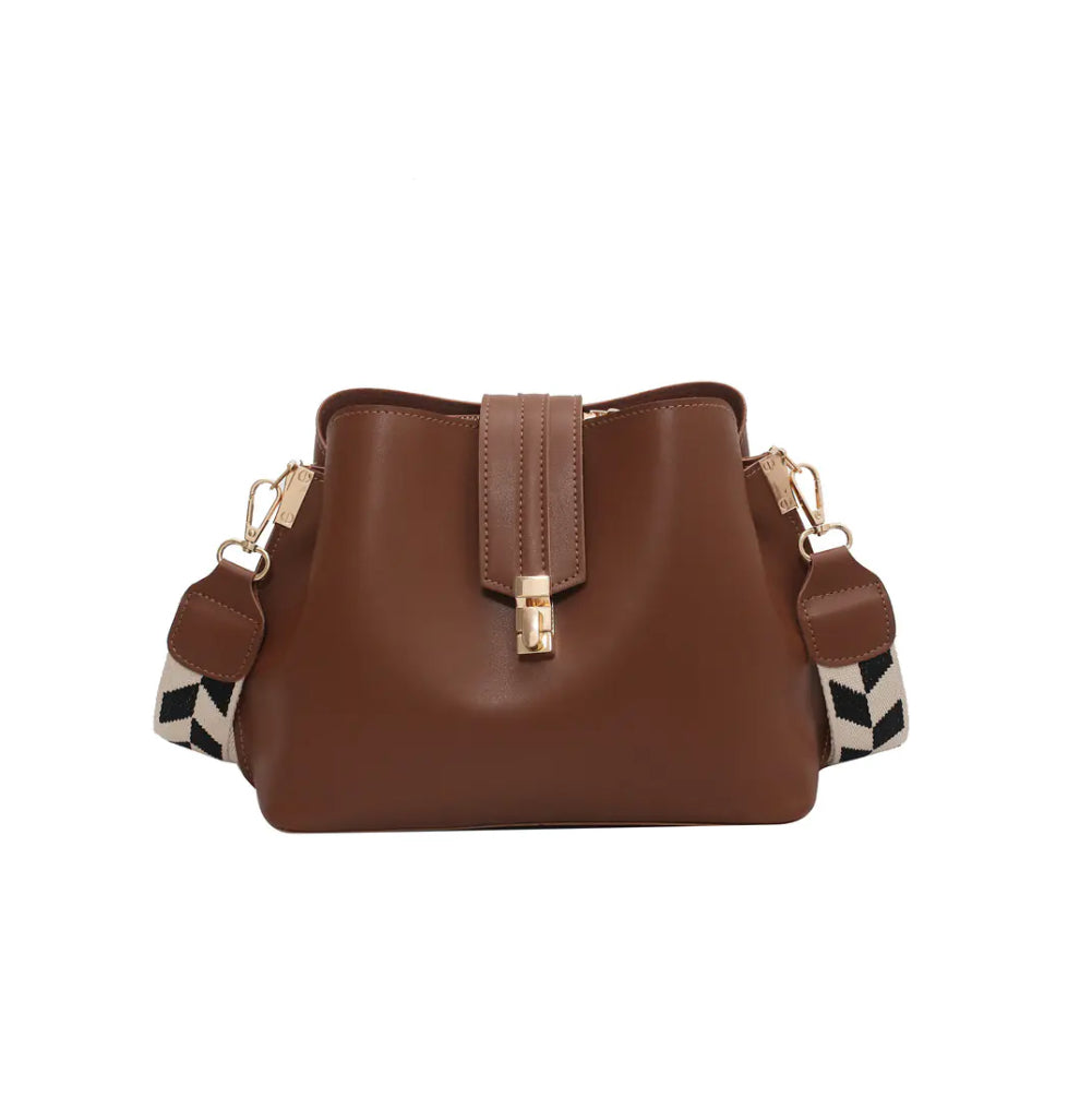 Luxury Black PU Leather Bucket Crossbody Handbag for girls & Women