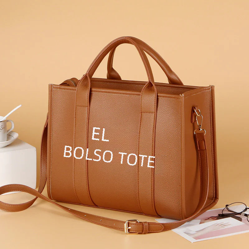 New released Women Solid Color PU Letter Tote Bag (Large Capacity)