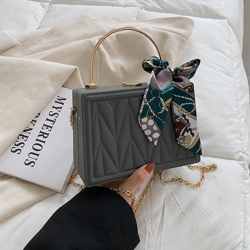 New modern Women's Versatile Silk Scarf Messenger Bag with Chain