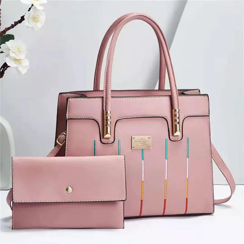 Elegant Women's Embroidered Tote and Crossbody Bag Set