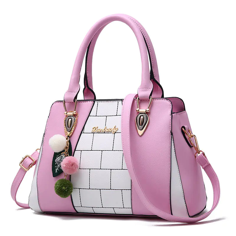 New arrived Trendy Color Block Tote Bag for Moms - Shoulder Crossbody