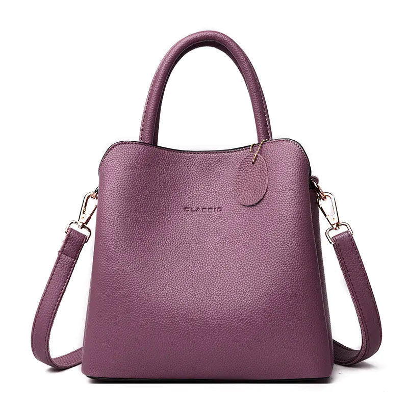 Women's Casual Leather Tote Bag - Stylish Shoulder Bag