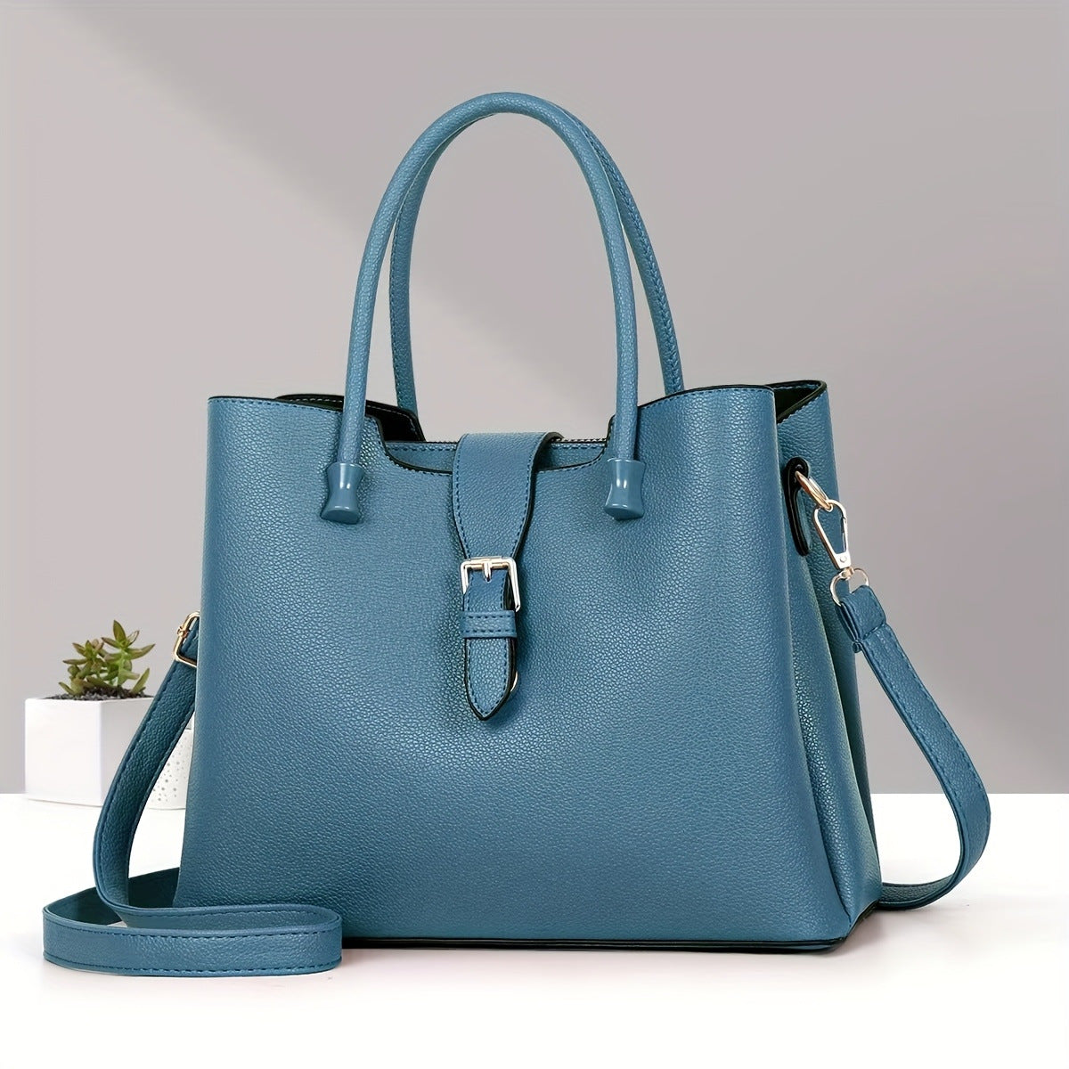 New Lightweight Pure Color Shoulder Women's Bag Casual Versatile Tote Handbag European and American Retro tioandtiashop