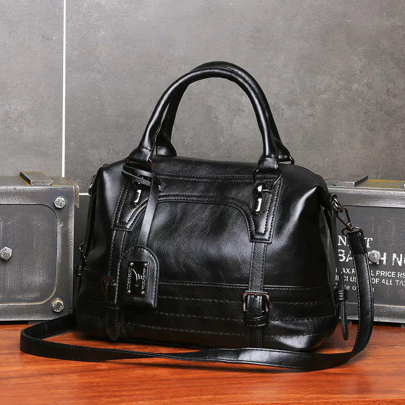 New Women's Oil Wax Leather Tote Bag - Fashion & Style