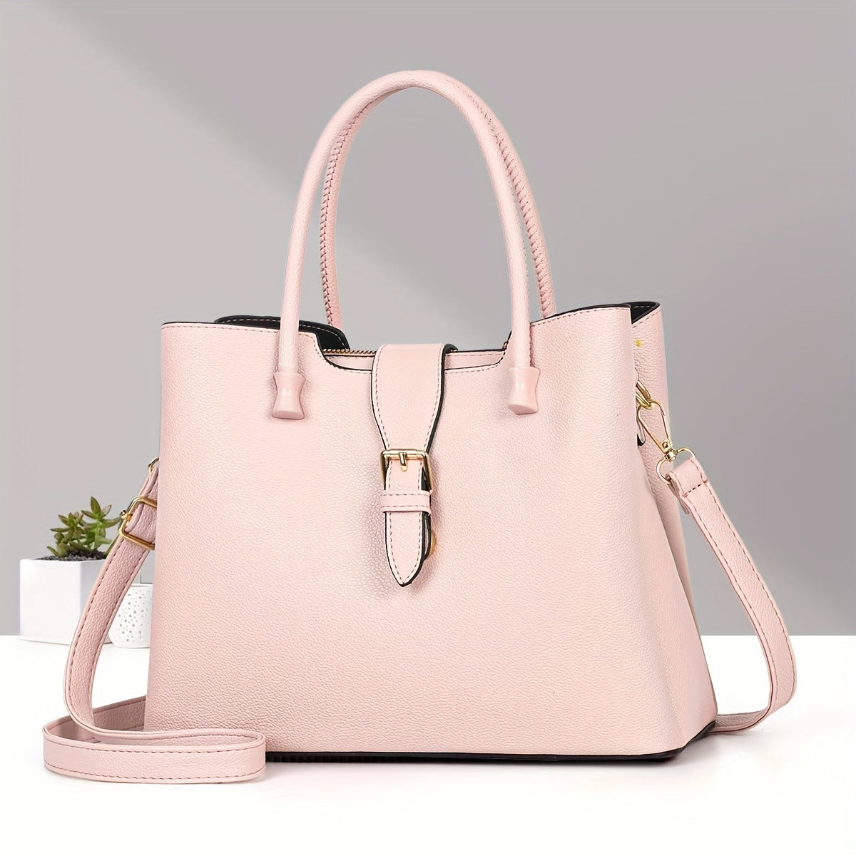 New Lightweight Pure Color Shoulder Women's Bag Casual Versatile Tote Handbag European and American Retro tioandtiashop