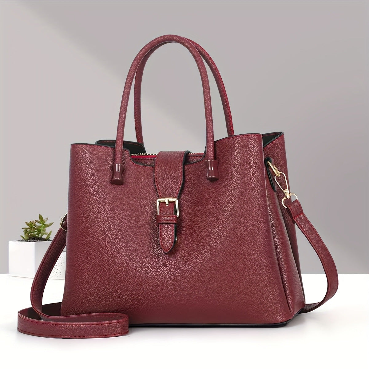 New Lightweight Pure Color Shoulder Women's Bag Casual Versatile Tote Handbag European and American Retro tioandtiashop
