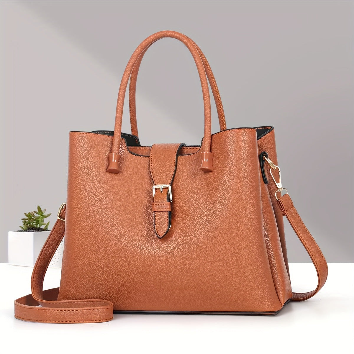 New Lightweight Pure Color Shoulder Women's Bag Casual Versatile Tote Handbag European and American Retro tioandtiashop