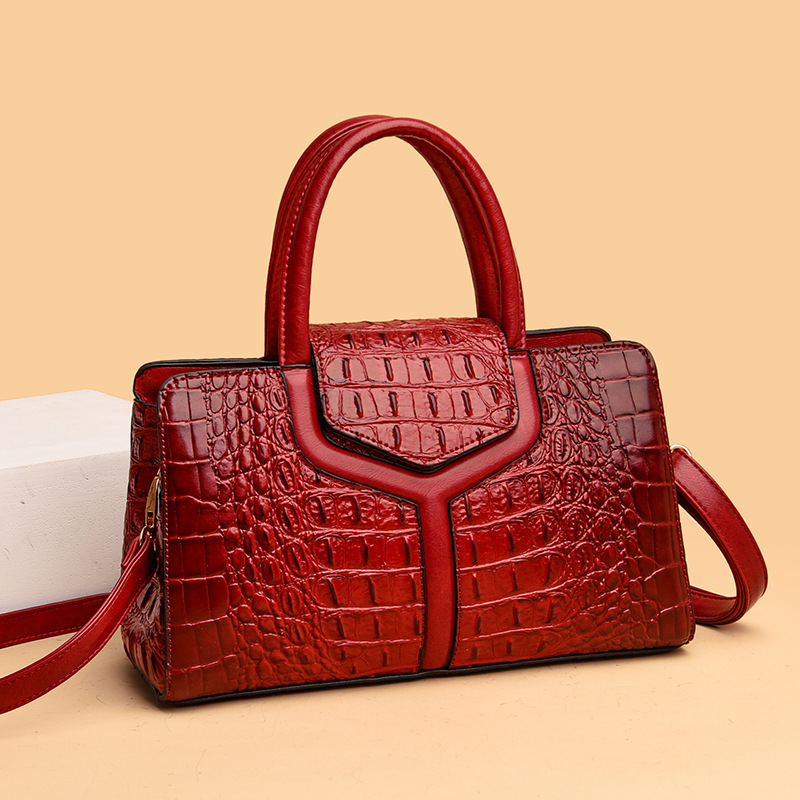 Faux Crocodile Leather Messenger Bag tioandtiashop