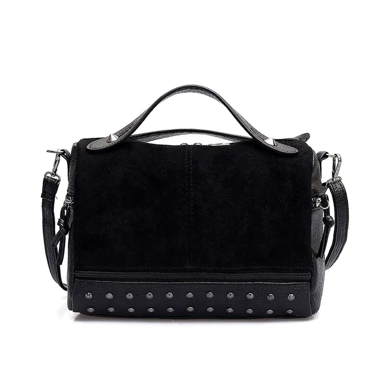 Fashionable Suede Motorcycle Tote Bag with Studs