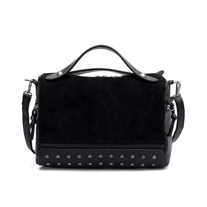 Fashionable Suede Motorcycle Tote Bag with Studs