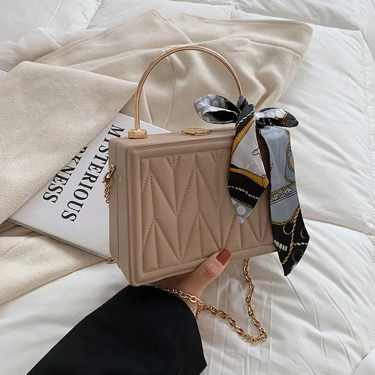 New modern Women's Versatile Silk Scarf Messenger Bag with Chain