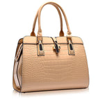 Crocodile Pattern Patent Leather Handbag tioandtiashop