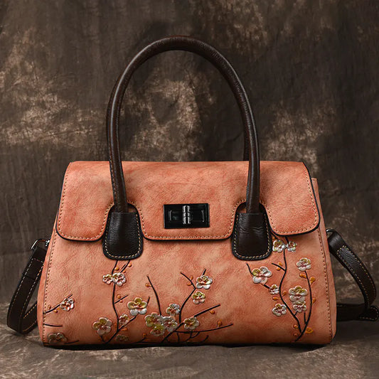 Vintage Leather Tote Bag for Women - Casual Shoulder Bag