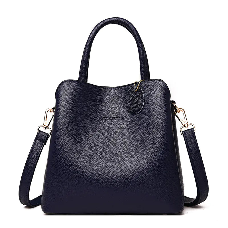 Women's Casual Leather Tote Bag - Stylish Shoulder Bag