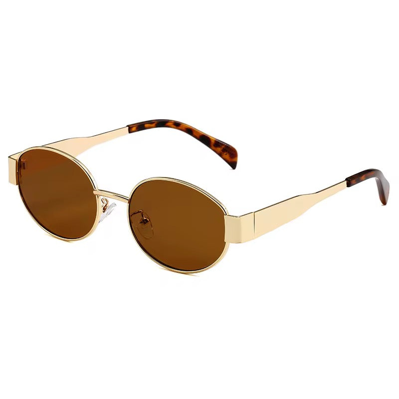 🔥 Hot Selling Fashion Vintage Gold Oval Metal Frame Sun Glasses for Men & Women, tio&tia Custom
Designer Brand Sunglasses