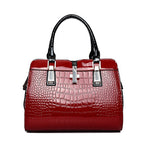 Crocodile Pattern Patent Leather Handbag tioandtiashop
