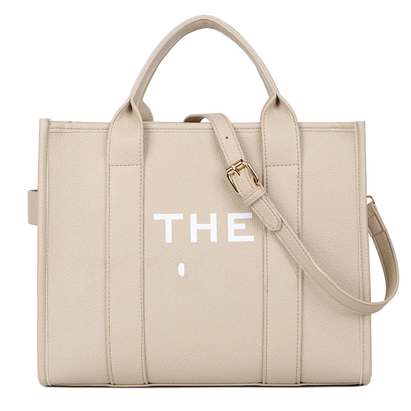 New released Women Solid Color PU Letter Tote Bag (Large Capacity)