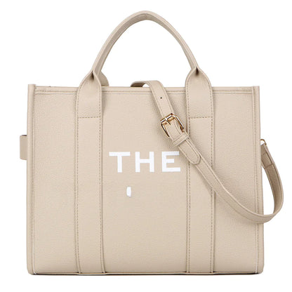 New released Women Solid Color PU Letter Tote Bag (Large Capacity)