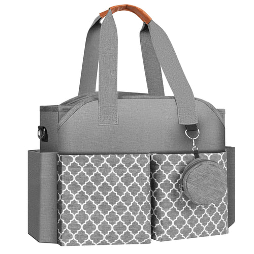 New diaper tote bag, baby changing bag for moms, mom shoulder bag with pacifier holder case and changing pad, baby multi functional travel tote diaper bag tioandtiashop