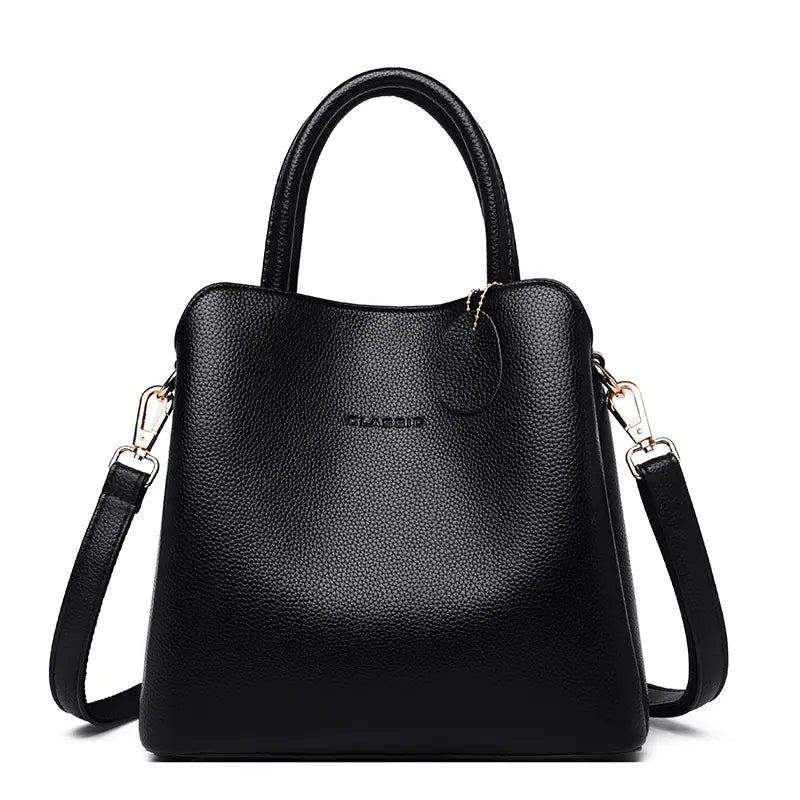 Women's Casual Leather Tote Bag - Stylish Shoulder Bag