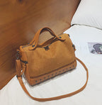 Fashionable Suede Motorcycle style Tote Bag with Studs tioandtiashop