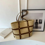 New Women's Straw Woven Tote Bag for Summer Vacations and all outings tioandtiashop