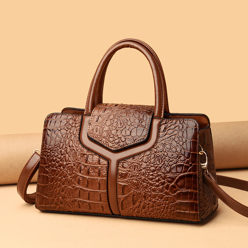 Faux Crocodile Leather Messenger Bag tioandtiashop