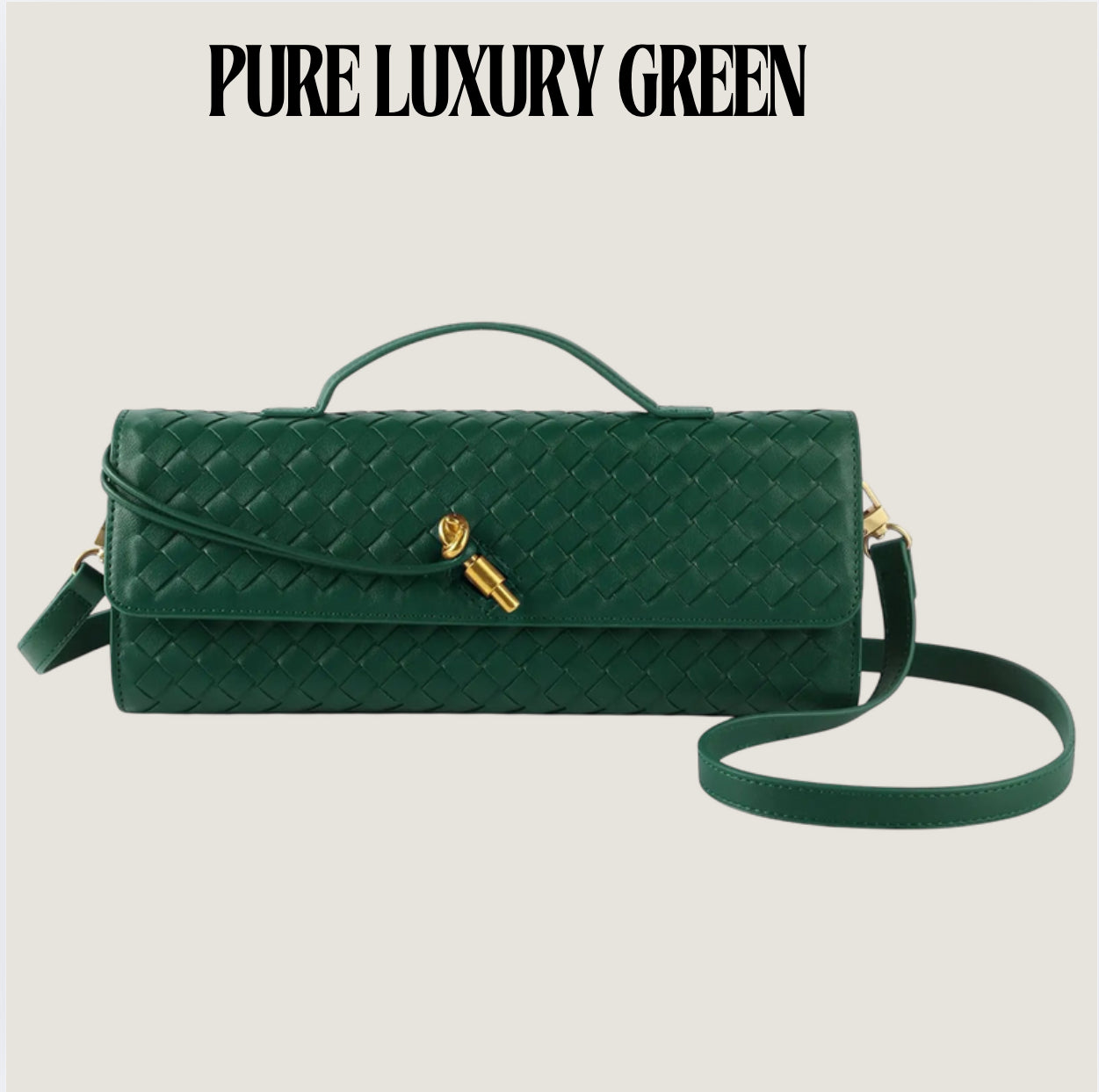 Luxury Woven Handbag for Women Evening Bag Woven Leather Shoulder Handbag Clutch Purse Casual Tote Bags Green
