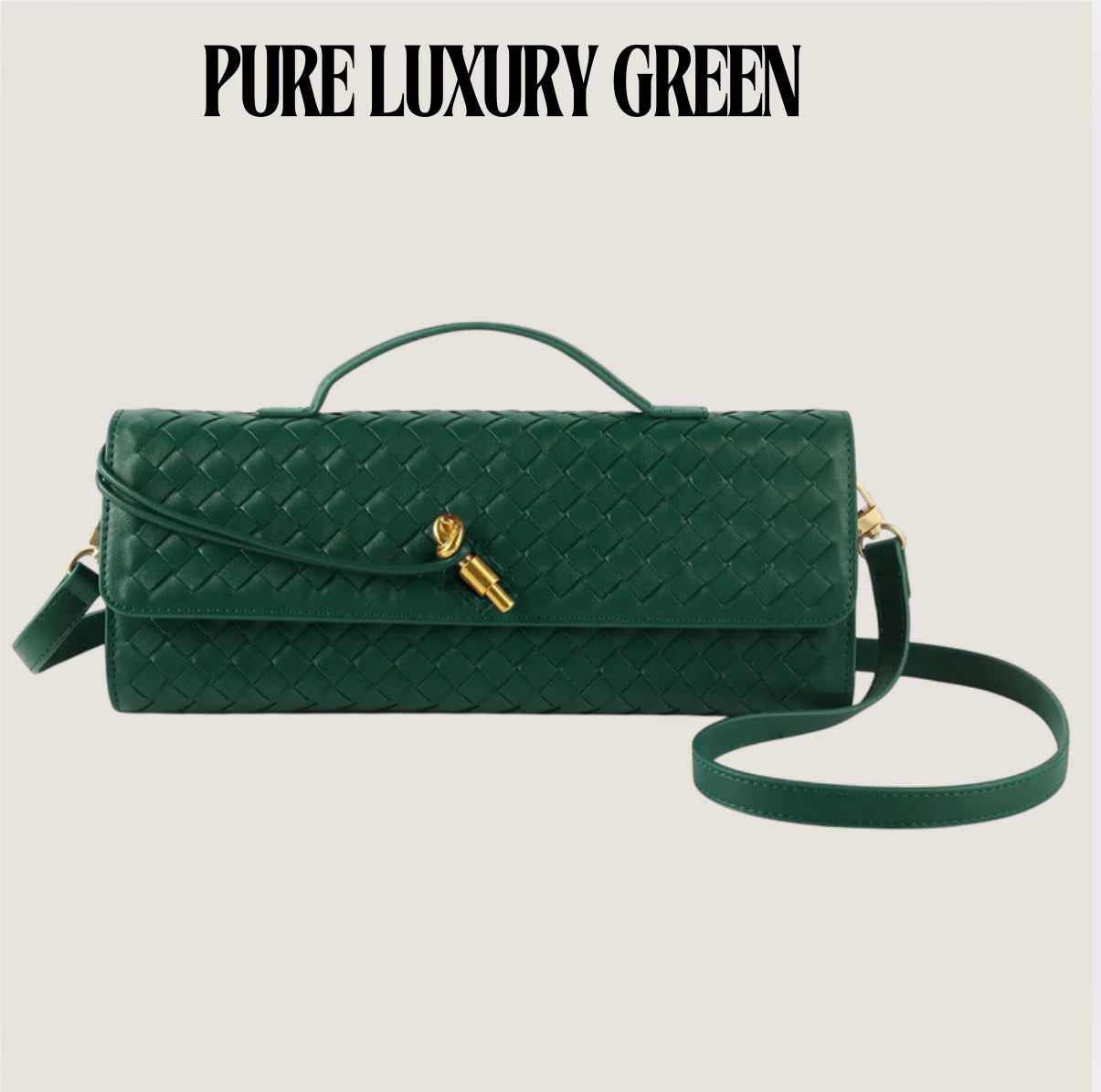 Luxury Woven Handbag for Women Evening Bag Woven Leather Shoulder Handbag Clutch Purse Casual Tote Bags Green