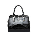 Crocodile Pattern Patent Leather Handbag tioandtiashop