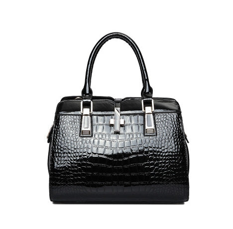 Crocodile Pattern Patent Leather Handbag tioandtiashop