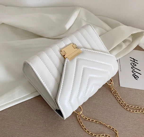 New Striped Shoulder Tote Bag with Lock Closure for Women