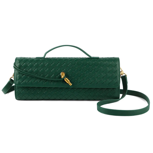 Luxury Woven Handbag for Women Evening Bag Woven Leather Shoulder Handbag Clutch Purse Casual Tote Bags Green