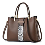 New Luxury Snake Grain Leather Women's Tote and Crossbody Bag tioandtiashop