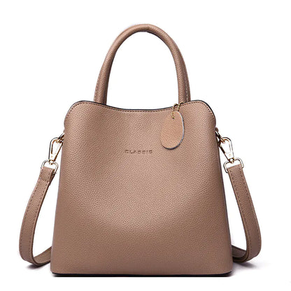 Women's Casual Leather Tote Bag - Stylish Shoulder Bag