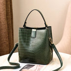 New Released Fashion Women’s Crocodile Bucket Bag tioandtiashop