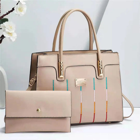 Elegant Women's Embroidered Tote and Crossbody Bag Set