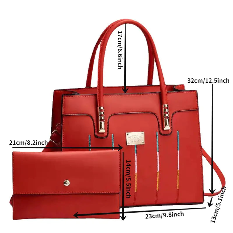 Elegant Women's Embroidered Tote and Crossbody Bag Set