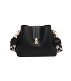 Luxury Black PU Leather Bucket Crossbody Handbag, for girls and moms tioandtiashop