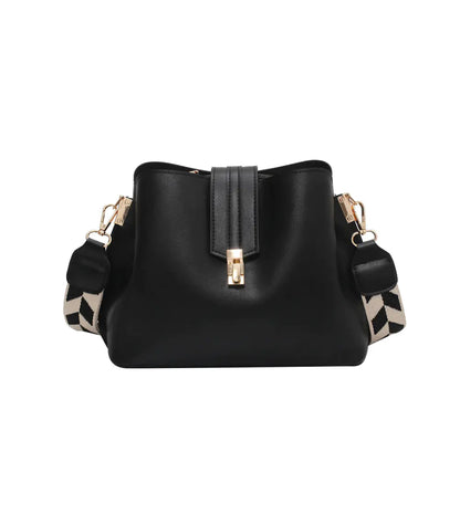 Luxury Black PU Leather Bucket Crossbody Handbag for girls & Women