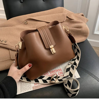 Luxury Black PU Leather Bucket Crossbody Handbag for girls & Women