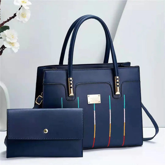Elegant Women's Embroidered Tote and Crossbody Bag Set