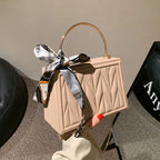 modern Women's Versatile Silk Scarf Messenger Bag with Chain. tioandtiashop
