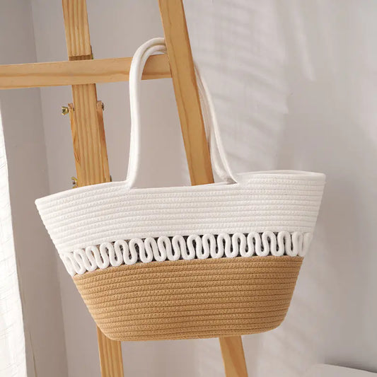 Woven One Shoulder Large Tote Beach Bag
