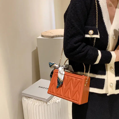 New modern Women's Versatile Silk Scarf Messenger Bag with Chain