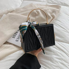 modern Women's Versatile Silk Scarf Messenger Bag with Chain. tioandtiashop
