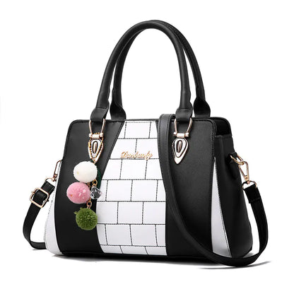 New arrived Trendy Color Block Tote Bag for Moms - Shoulder Crossbody