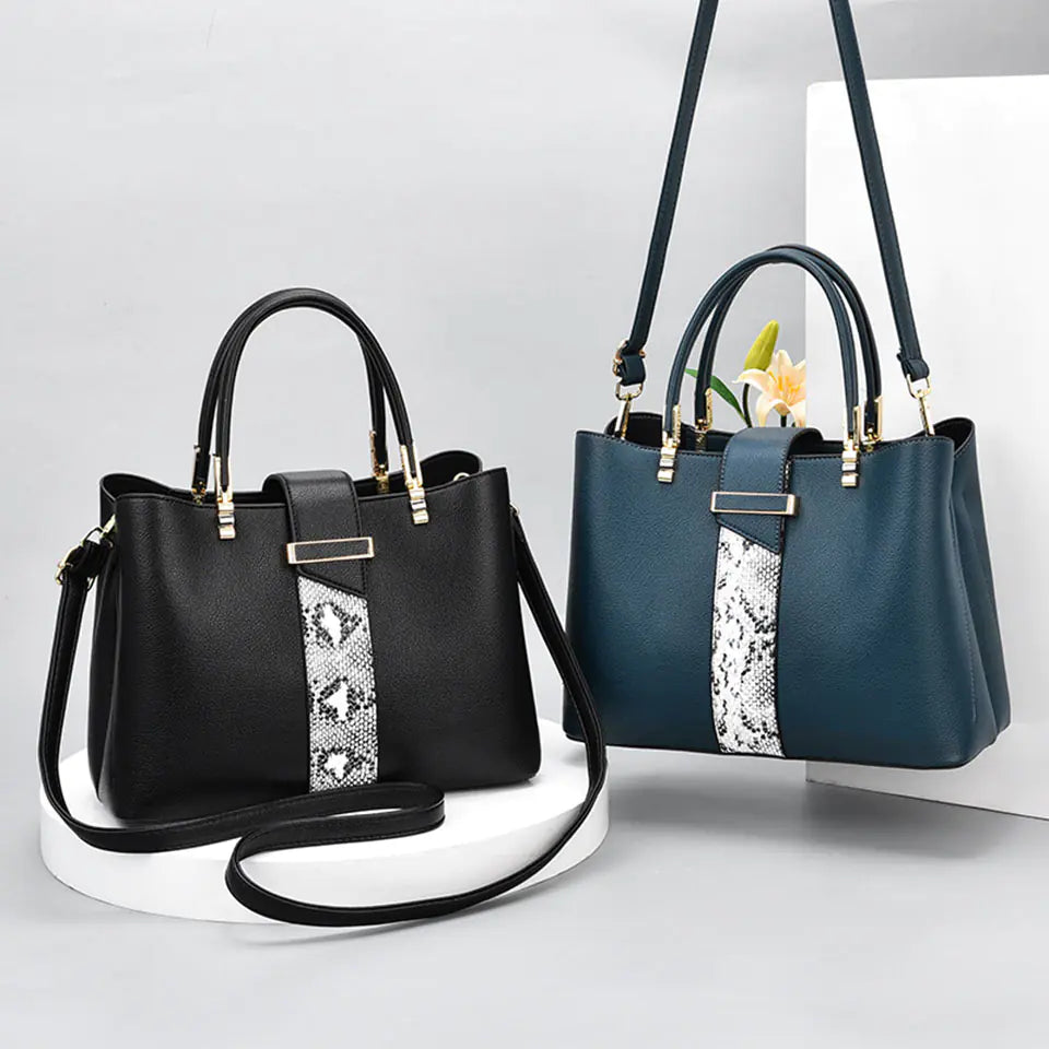 New 👜 2025 Luxury Snake Grain Leather Women's Tote & Crossbody Bag